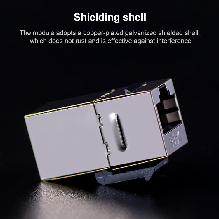 CAT.6 Shielded Pass-through Network Module, Single Port Panel + Shielded Pass-through(White) - Lan Cable and Tools by PMC TechLife | Online Shopping South Africa | PMC TechLife | Buy Now Pay Later Mobicred