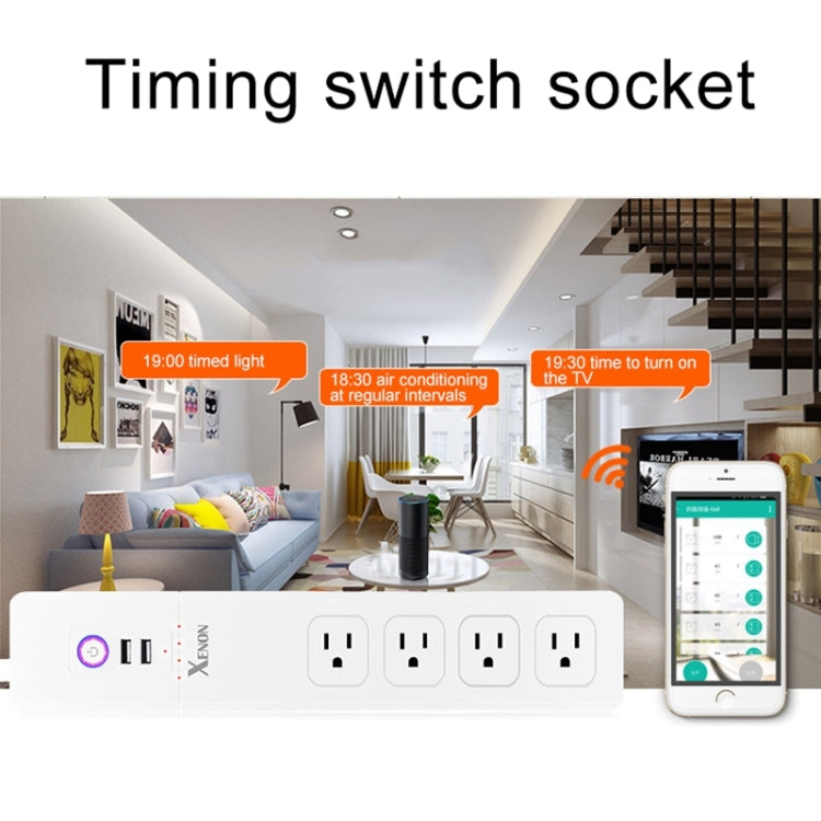 2 x USB Ports + 4 x US Plug Jack WiFi Remote Control Smart Power Socket Works with Alexa & Google Home, Cable Length: 1.5m, AC 110-240V, US Plug - Smart Socket by PMC Jewellery | Online Shopping South Africa | PMC Jewellery