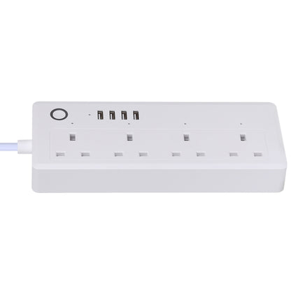 4 x USB Ports + 4 x UK Plug Jack 13A Max Output WiFi Remote Control Smart Power Socket Works with Alexa & Google Home, AC 100-240V, UK Plug - Smart Socket by PMC Jewellery | Online Shopping South Africa | PMC Jewellery