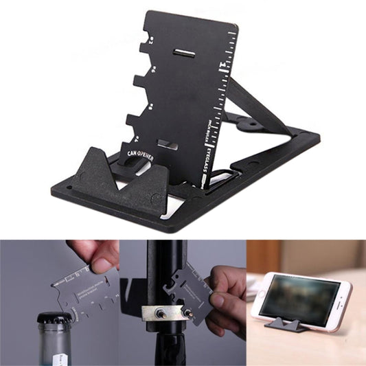 Multi-function Folding Stainless Steel Tool Card Bottle Opener Phone Holder - Desktop Holder by PMC Jewellery | Online Shopping South Africa | PMC Jewellery