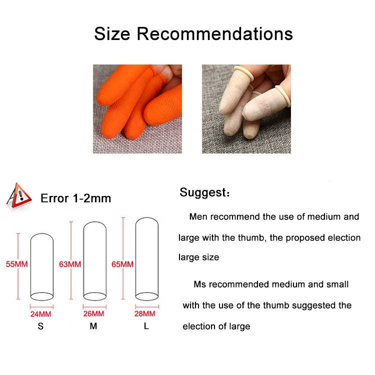 100pcs / Pack Antistatic Antislip Durable Fingertips Latex Protective Gloves, Size: M, 2.6*6.3cm(Khaki) - free shipping - PMC TechLife - Order now!