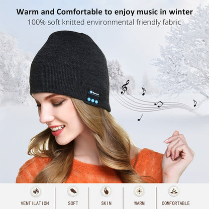 Bluetooth 5.0 Wireless Call Music Warm Knitted Hat (Grey White) - Knitted Cap by PMC Jewellery | Online Shopping South Africa | PMC Jewellery