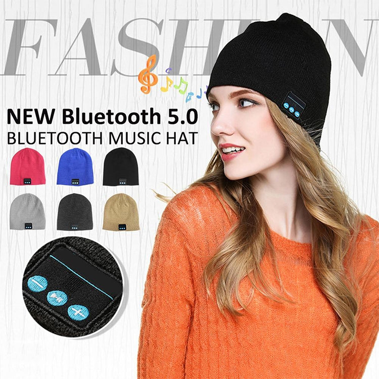 Bluetooth 5.0 Wireless Call Music Warm Knitted Hat (Grey White) - Knitted Cap by PMC Jewellery | Online Shopping South Africa | PMC Jewellery