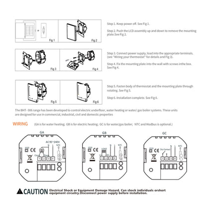 BHT-006GALW 95-240V AC 5A Smart Home Heating Thermostat for EU Box, Control Water Heating with Only Internal Sensor & WiFi Connection (White) - Thermostat & Thermometer by PMC Jewellery | Online Shopping South Africa | PMC Jewellery