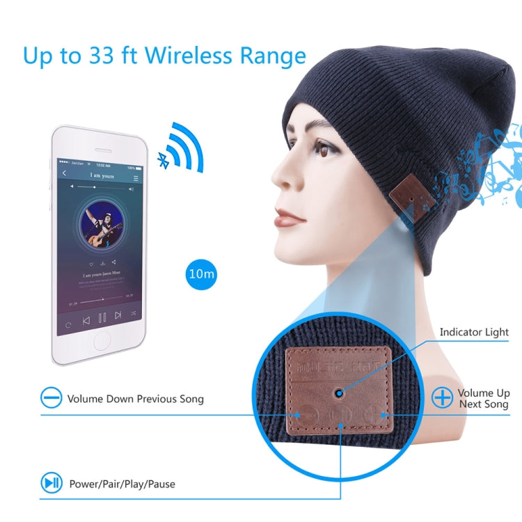 Bluetooth Warm Knit Hat, Supports Phone Answering & Bluetooth Photo Taking & Music Playing (Navy Blue) - Knitted Cap by PMC Jewellery | Online Shopping South Africa | PMC Jewellery