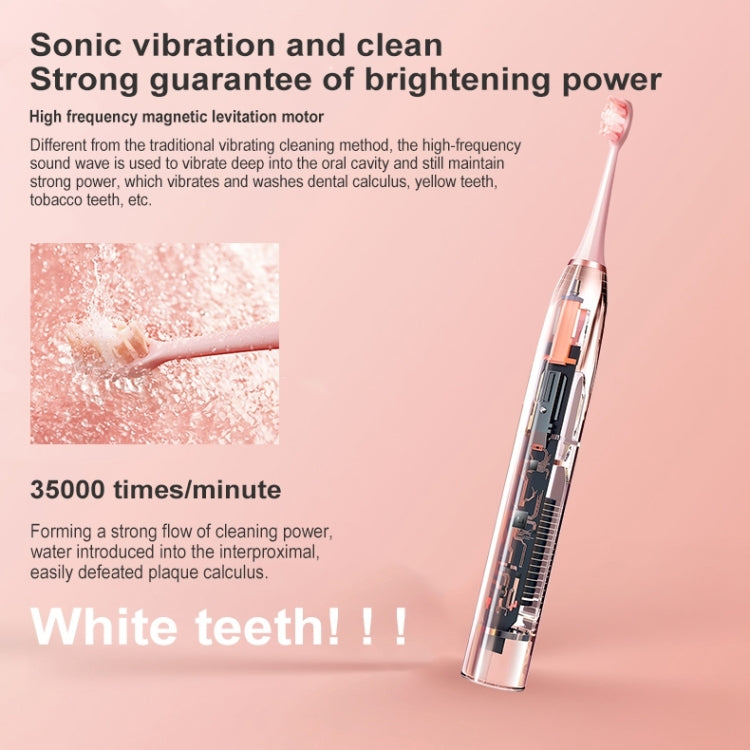 Original Lenovo B002.1-C2 USB Charging Wireless Sonic Electric Toothbrush with 5 Antibacterial Brush Heads, Luxury Version(Pink) - Toothbrushes by Lenovo | Online Shopping South Africa | PMC Jewellery