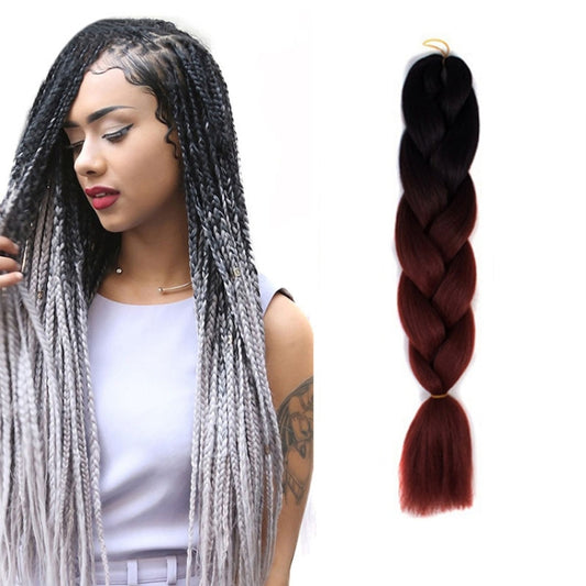 Fashion Color Gradient Individual Braid Wigs Chemical Fiber Big Braids, Length: 60cm(10 Black+Red Brown) - Wigs by PMC Jewellery | Online Shopping South Africa | PMC Jewellery