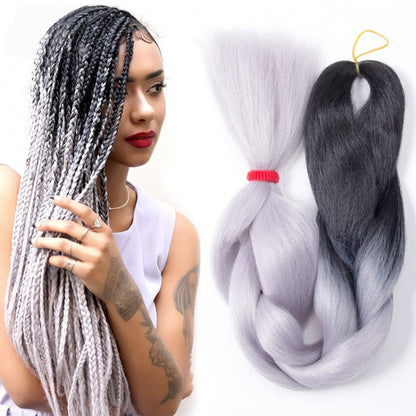 Fashion Color Gradient Individual Braid Wigs Chemical Fiber Big Braids, Length: 60cm(24 Dark Pueple+Light Purple) - Wigs by PMC Jewellery | Online Shopping South Africa | PMC Jewellery