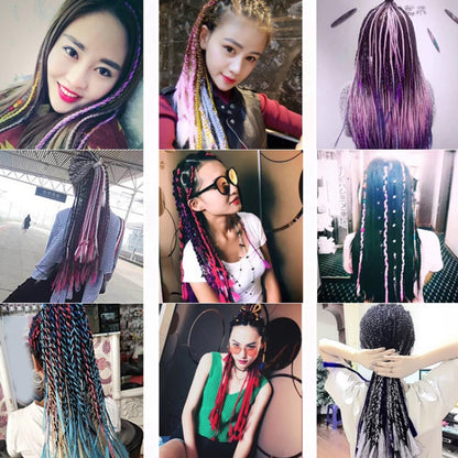 Fashion Color Gradient Individual Braid Wigs Chemical Fiber Big Braids, Length: 60cm(58 Black+Light Purple) - Wigs by PMC Jewellery | Online Shopping South Africa | PMC Jewellery