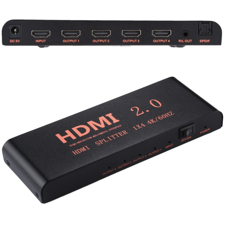 CY-042 1X4 HDMI 2.0 4K/60Hz Splitter, EU Plug - Splitter by PMC Jewellery | Online Shopping South Africa | PMC Jewellery