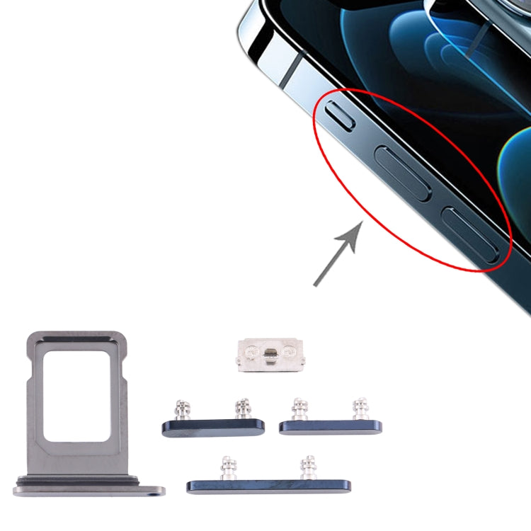 SIM Card Tray + Side Keys for iPhone 12 Pro(Blue) - Metal Parts by PMC Jewellery | Online Shopping South Africa | PMC Jewellery