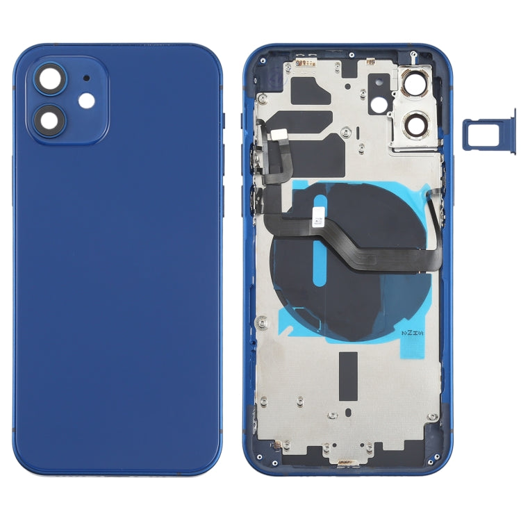 Battery Back Cover (with Side Keys & Card Tray & Power + Volume Flex Cable & Wireless Charging Module) for iPhone 12(Blue) - free shipping - PMC TechLife - Order now!