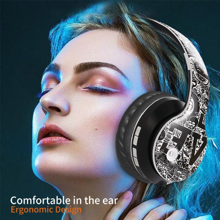 B1 Graffiti Pattern Wireless Bluetooth V5.0 Headset (Red) - Headset & Headphone by PMC TechLife | Online Shopping South Africa | PMC TechLife