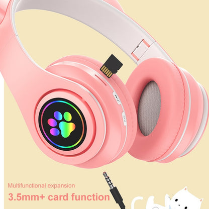B39 Cat Ear Design LED Gradient Light Wireless Bluetooth Headset(White) - Multimedia Headset by PMC Jewellery | Online Shopping South Africa | PMC Jewellery