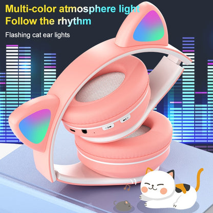 B39 Cat Ear Design LED Gradient Light Wireless Bluetooth Headset(Pink) - Multimedia Headset by PMC Jewellery | Online Shopping South Africa | PMC Jewellery