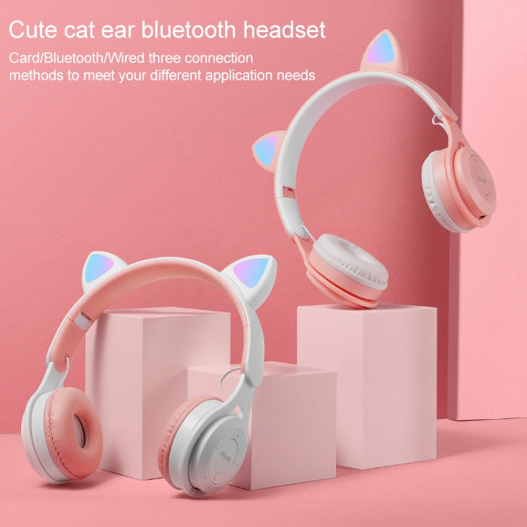 M6 Luminous Cat Ears Two-color Foldable Bluetooth Headset with 3.5mm Jack & TF Card Slot(Blue) - Headset & Headphone by PMC Jewellery | Online Shopping South Africa | PMC Jewellery