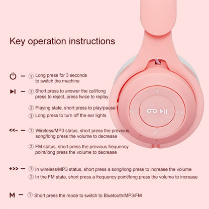 M6 Luminous Cat Ears Pure-color Foldable Bluetooth Headset with 3.5mm Jack & TF Card Slot (Pink) - Headset & Headphone by PMC Jewellery | Online Shopping South Africa | PMC Jewellery