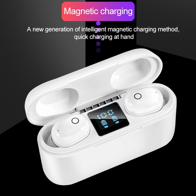Dt-18 Wireless Two Ear Bluetooth Headset With 2000mAh Charging Cabin & Touch & Intelligent Magnetic Suction Charging (Black) - Bluetooth Earphone by PMC TechLife | Online Shopping South Africa | PMC TechLife