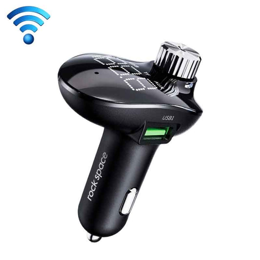 ROCK SPACE B302 18W QC3.0 Dual USB Digital Display Bluetooth Car Charger, Support 64GB U Disk & TF Card / FM / AUX / Hands-free Call(Black) - Bluetooth Car Kits by ROCK | Online Shopping South Africa | PMC Jewellery