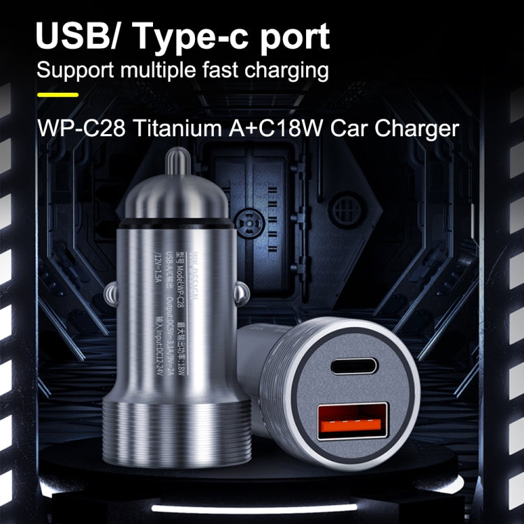 WK WP-C28 18W Titanium PD+QC3.0 Dual USB Car Charger (Silver) - Car Charger by WK | Online Shopping South Africa | PMC Jewellery