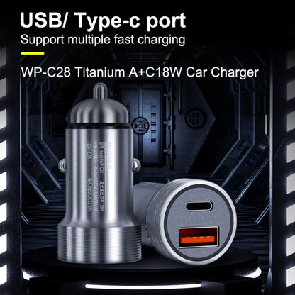 WK WP-C28 18W Titanium PD+QC3.0 Dual USB Car Charger (Silver) - Car Charger by WK | Online Shopping South Africa | PMC Jewellery