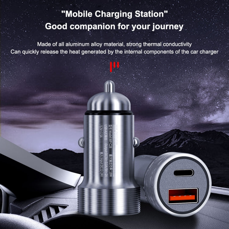 WK WP-C28 18W Titanium PD+QC3.0 Dual USB Car Charger (Silver) - Car Charger by WK | Online Shopping South Africa | PMC Jewellery