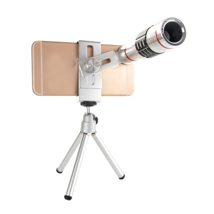 Universal 18X Magnification Lens Mobile Phone 3 in 1 Telescope + Tripod Mount + Mobile Phone Clip(Silver) - Telescope & Microscope by PMC Jewellery | Online Shopping South Africa | PMC Jewellery