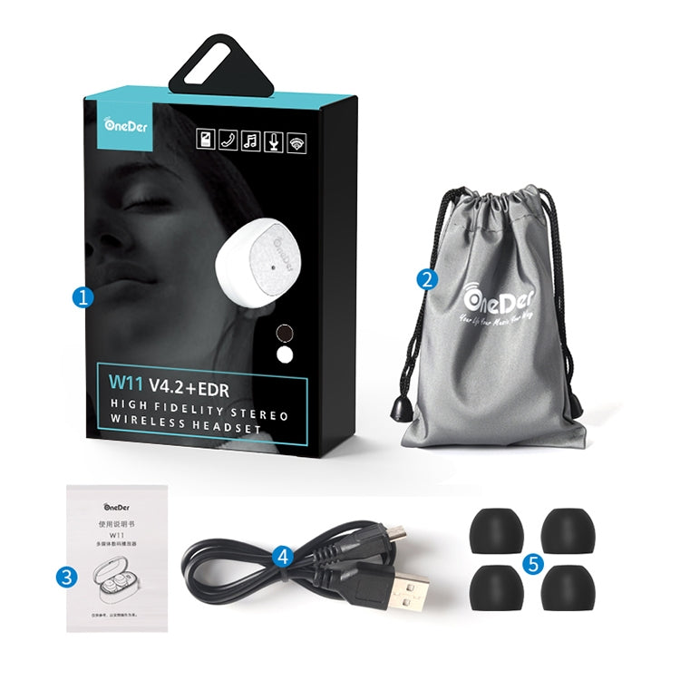 Oneder W11 True TWS Wireless Bluetooth Earphones Earbuds Stereo Headset(Black) - free shipping - PMC TechLife - Order now!