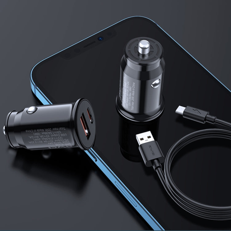 awei C-706 20W PD Type-C + QC 3.0 Type-A Car Charger with CL-110T Data Cable - Car Charger by awei | Online Shopping South Africa | PMC Jewellery