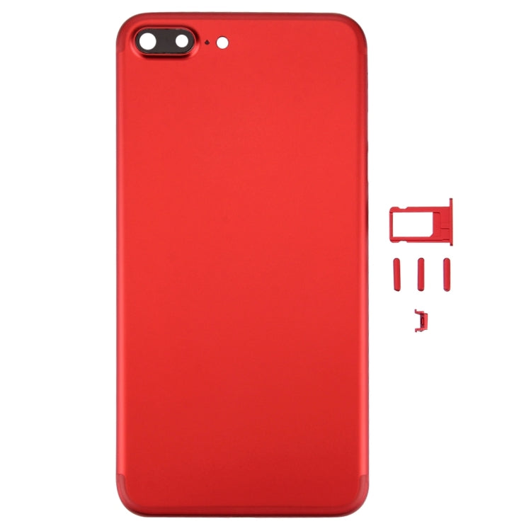 6 in 1 for iPhone 7 Plus (Back Cover (With Camera Lens)  + Card Tray + Volume Control Key + Power Button + Mute Switch Vibrator Key + Sign) Full Assembly Housing Cover(Red) - Back Cover by PMC Jewellery | Online Shopping South Africa | PMC Jewellery