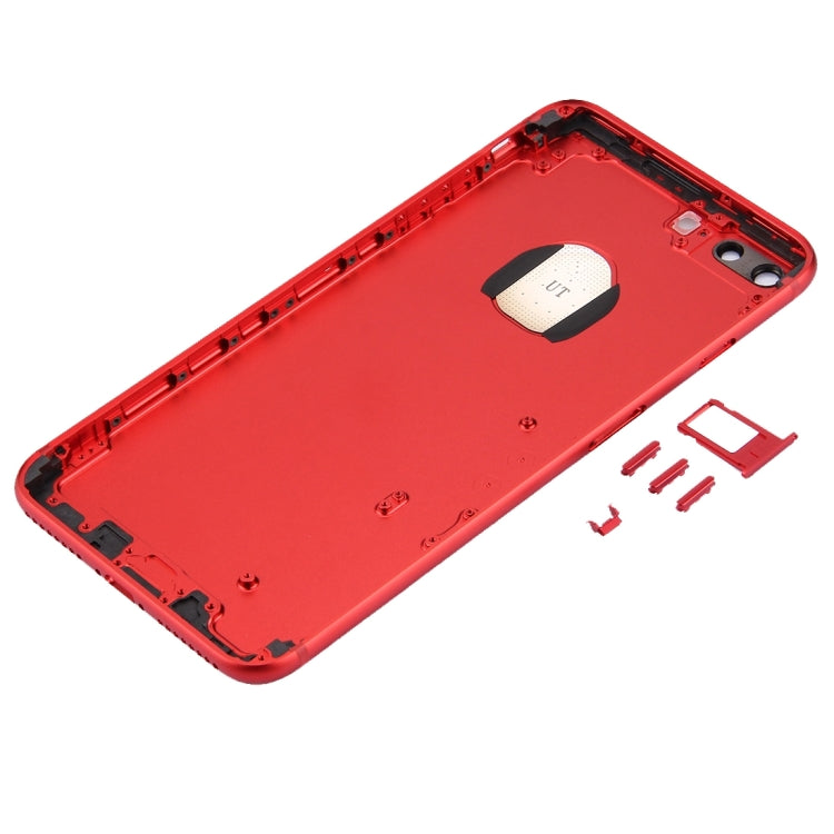 6 in 1 for iPhone 7 Plus (Back Cover (With Camera Lens)  + Card Tray + Volume Control Key + Power Button + Mute Switch Vibrator Key + Sign) Full Assembly Housing Cover(Red) - Back Cover by PMC Jewellery | Online Shopping South Africa | PMC Jewellery