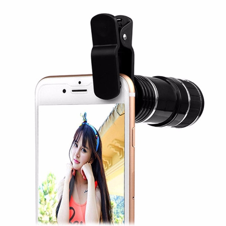 Universal Mobile Phone 12X Zoom Optical Zoom Telescope Lens with Clip - Telescope & Microscope by PMC Jewellery | Online Shopping South Africa | PMC Jewellery