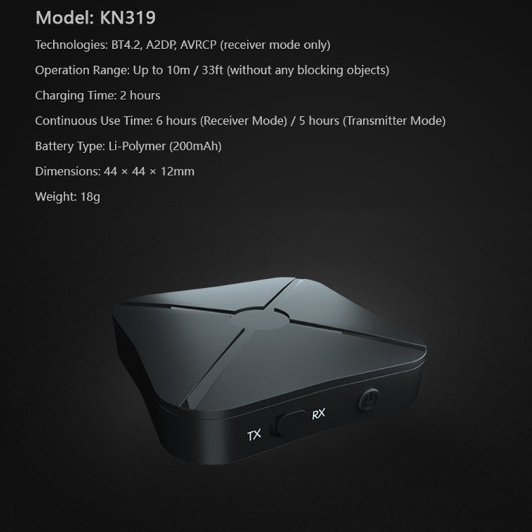 KN319 Wireless Audio 2 in 1 Bluetooth 4.2 Receiver & Transmitter Adapter - Audio Receiver Transmitter by PMC Jewellery | Online Shopping South Africa | PMC Jewellery