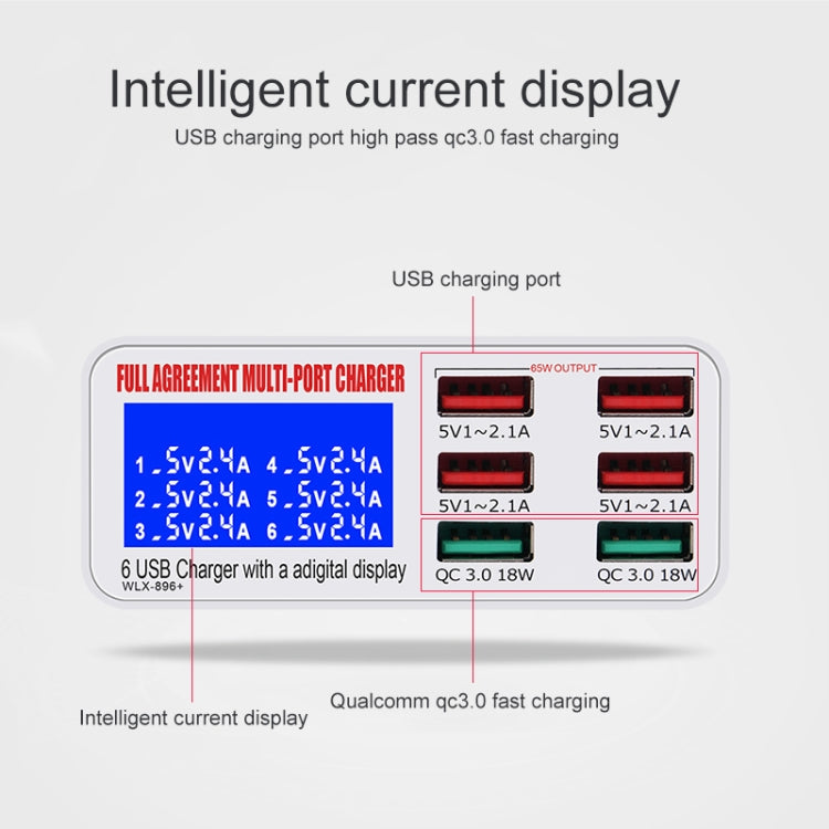 WLX-896+ 6 In 1 Multi-function Smart Digital Display USB Charger(AU Plug) - Multifunction Charger by PMC Jewellery | Online Shopping South Africa | PMC Jewellery