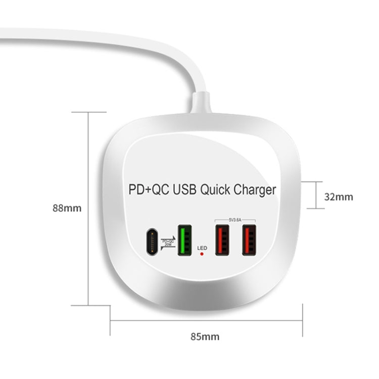 WLX-T3P 4 In 1 PD + QC Multi-function Smart Fast Charging USB Charger(AU Plug) - Multifunction Charger by PMC Jewellery | Online Shopping South Africa | PMC Jewellery