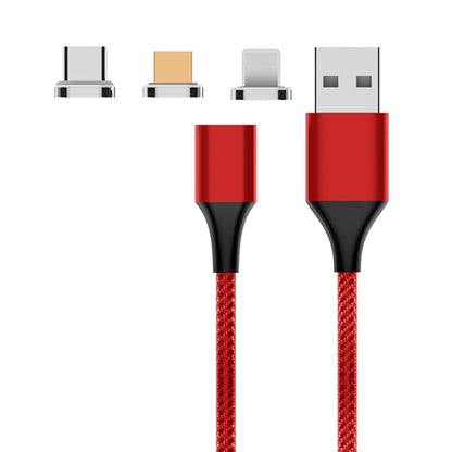 M11 3 in 1 5A USB to 8 Pin + Micro USB + USB-C / Type-C Nylon Braided Magnetic Data Cable, Cable Length: 2m (Red) - Charging Cable & Head by PMC Jewellery | Online Shopping South Africa | PMC Jewellery