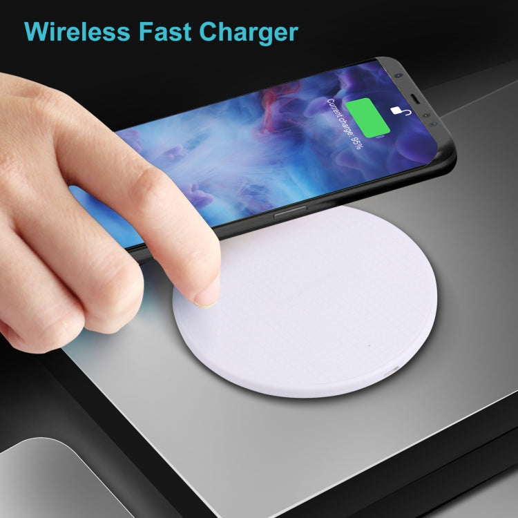 10W QI Plaid Pattern Round Plastic Wireless Charger (White) - Wireless Charger by PMC Jewellery | Online Shopping South Africa | PMC Jewellery