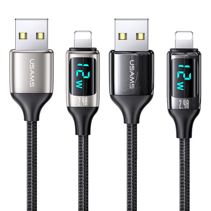 USAMS US-SJ543 U78 8 Pin Aluminum Alloy Digital Display Charging Data Cable, Length: 1.2m (Black) - Normal Style Cable by USAMS | Online Shopping South Africa | PMC Jewellery