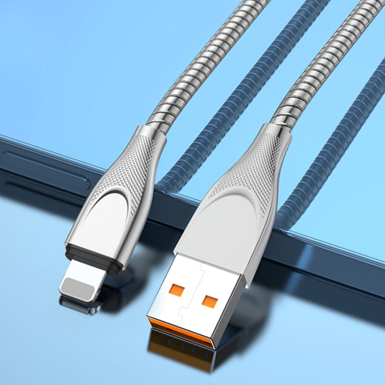 ADC-009 USB to 8 Pin Zinc Alloy Hose Fast Charging Data Cable, Cable Length: 1m (Silver) - Normal Style Cable by PMC Jewellery | Online Shopping South Africa | PMC Jewellery