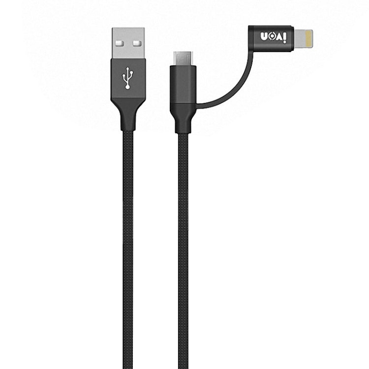 IVON CA51 2.4A USB to 8 Pin + Micro USB 2 in 1 Charging Sync Data Cable, Length: 1m(Black) - 2 in 1 Cable by IVON | Online Shopping South Africa | PMC TechLife