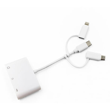 3 in 1 8-Pin And Micro USB And Type-C to TF & SD Card Reader USB OTG Extender Adapter (White) - Converter & Adapter by PMC Jewellery | Online Shopping South Africa | PMC Jewellery