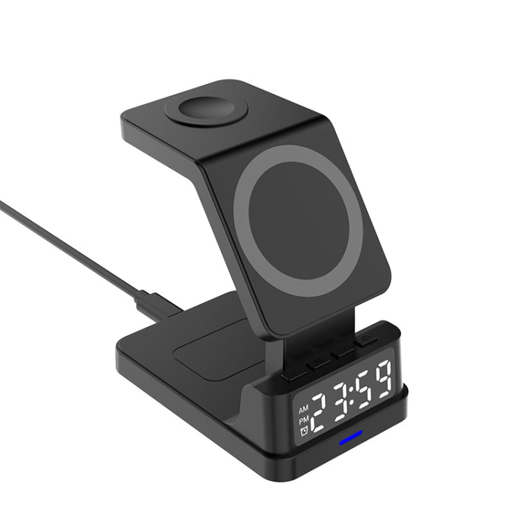 15W 4 in 1 Magnetic Clock Desktop Vertical Wireless Charger (Black) -  by PMC TechLife | Online Shopping South Africa | PMC TechLife