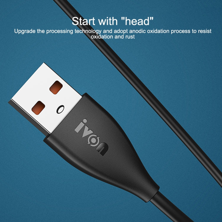 IVON CA87 USB to 8 Pin TPE Fast Charge Data Cable, Cable Length: 1m(Black) - Normal Style Cable by IVON | Online Shopping South Africa | PMC Jewellery