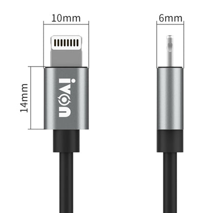 IVON CA73 2.4A 8 Pin Fast Charging Data Cable, Length: 2m(Black) - Normal Style Cable by IVON | Online Shopping South Africa | PMC Jewellery | Buy Now Pay Later Mobicred