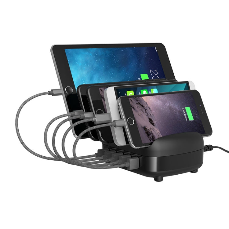 ORICO DUK-5P 40W 5 USB Ports Smart Charging Station with Phone & Tablet Stand(Black) - Multifunction Charger by ORICO | Online Shopping South Africa | PMC Jewellery | Buy Now Pay Later Mobicred