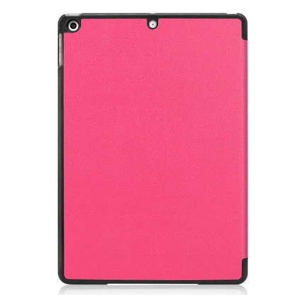 For iPad 10.2 Custer Texture Horizontal Flip Smart PU Leather Case with Sleep / Wake-up Function & Three-folding Holder (Rose Red) - iPad 10.2 Cases by PMC Jewellery | Online Shopping South Africa | PMC Jewellery