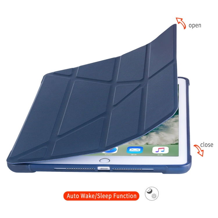 Multi-folding Shockproof TPU Protective Case for iPad 9.7 (2018) / 9.7 (2017) / air / air2, with Holder & Pen Slot(Blue) - iPad 9.7 (2018) & (2017) Cases by PMC Jewellery | Online Shopping South Africa | PMC Jewellery