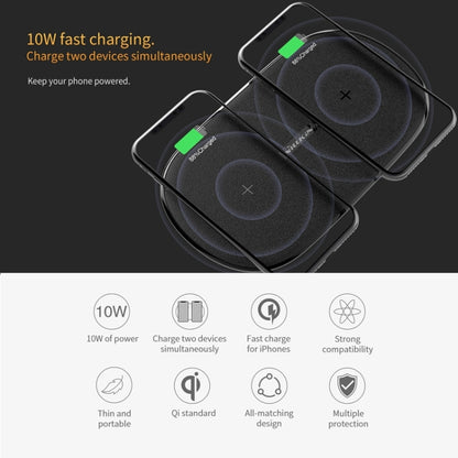 NILLKIN MC031 Gemini Dual Wireless Faster Charger QI Standard Smart Recognition 5/7.5/10W, For iPhone / Samsung / Nokia other QI Standard Smart Phones(Black) - Wireless Charger by NILLKIN | Online Shopping South Africa | PMC Jewellery