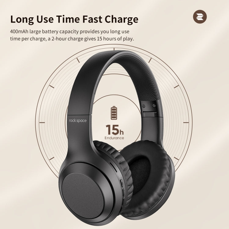 ROCK Space O2 HiFi Bluetooth 5.0 Wireless Headset with Mic, Support TF Card(Black) - free shipping - PMC TechLife - Order now!
