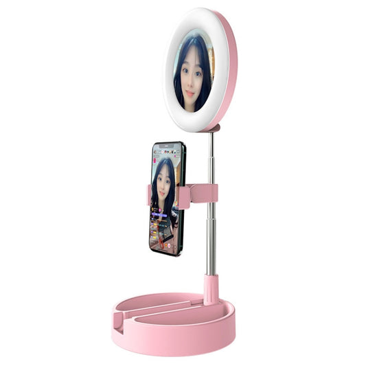 WK G3 Folding Storage Type Desktop Multi-function Live Light Makeup Mirror Holder (Pink) - Selfie Light by WK | Online Shopping South Africa | PMC Jewellery | Buy Now Pay Later Mobicred